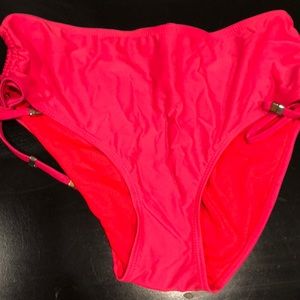 Pink high waisted bikini bottom